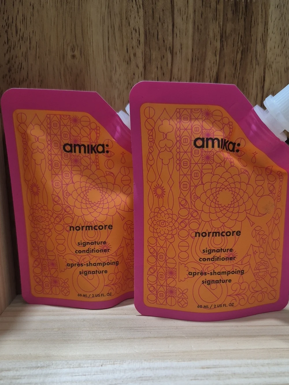amika Normcore Signature Conditioner Refill Pouches - Pink & Orange